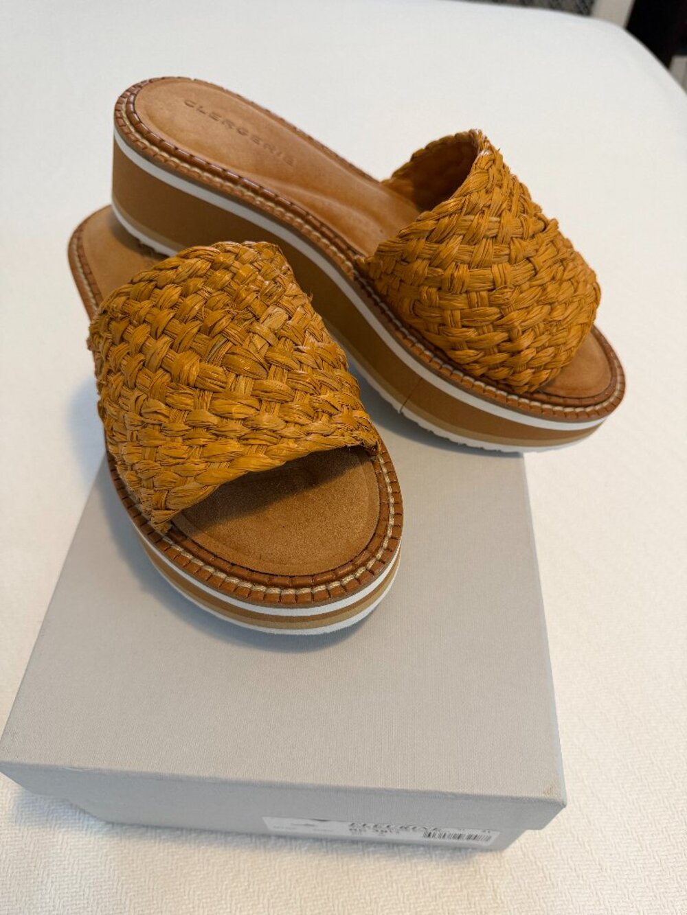 Clergerie 'Fleurine' Sandals, Straw Resin Double Goatskin, Size 8